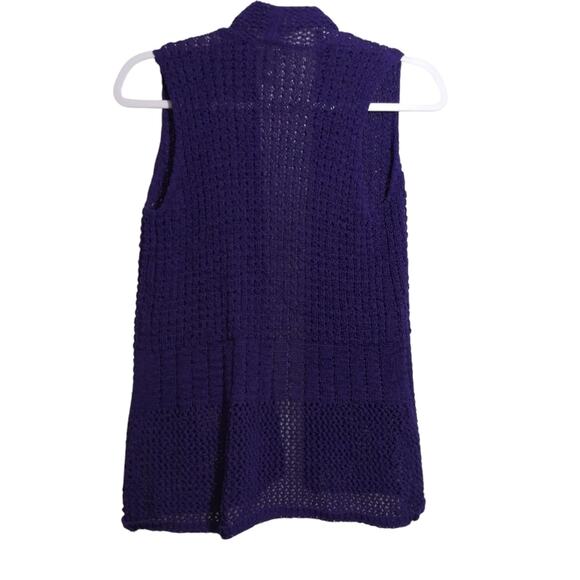 Chico's Purple Open Knit Open Front Sleeveless Cardigan Boho Size Small - Picture 2 of 4
